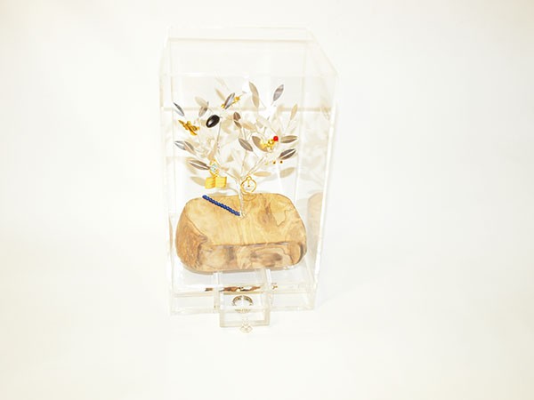 Sterling silver handmade family olivetree in plexiglass