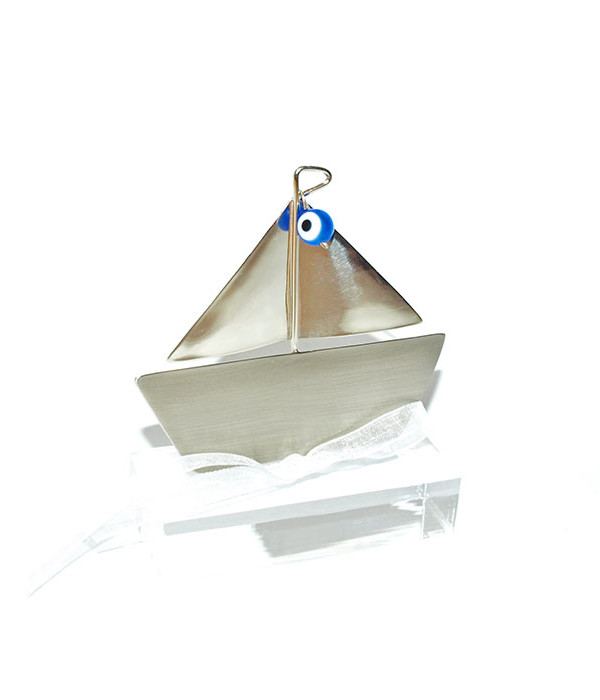 Handmade nickel silver boat paperweight good luck business gift