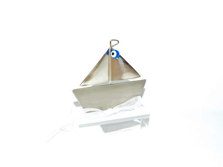 Handmade nickel silver boat paperweight good luck business gift