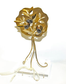 Handmade brass olive family tree in plexiglass