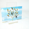 Handmade brass gift business card holder with olivetree in plexiglass